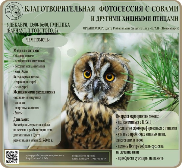 Благотворительная встреча с Центром реабилитации хищных птиц г. Новосибирска